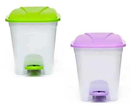LIXEIRA COM PEDAL DE PLASTICO QUADRADA COM TAMPA COLORS 14L