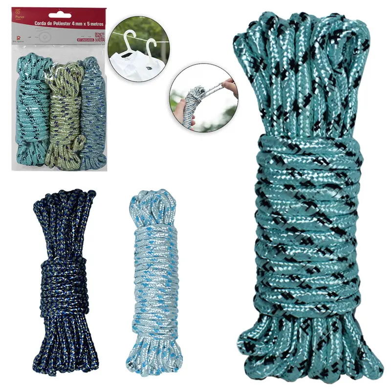 CORDA DE NYLON MESCLADA PARA VARAL COLORS COM 3 PECAS 5MX4MM