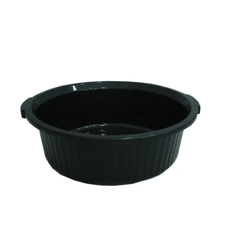 BACIA DE PLASTICO REDONDA CANELADA PRETA COM ALCA 10L 12,5X38,5CM DE Ø