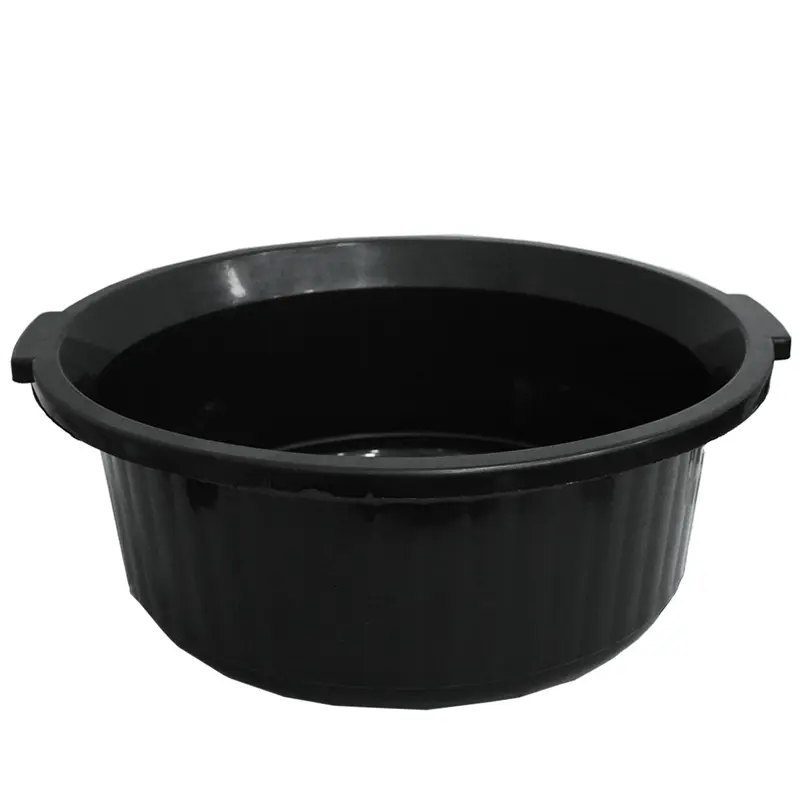 BACIA DE PLASTICO REDONDA CANELADA PRETA COM ALCA 29,5L 20,5X52CM DE Ø