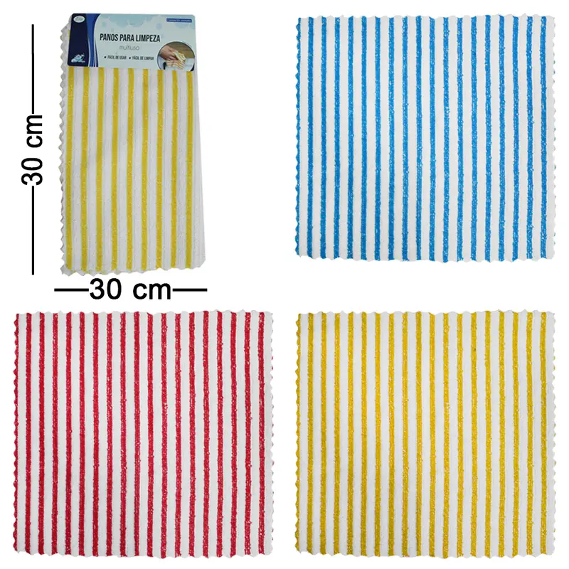 PANO DE LIMPEZA DE MICROFIBRA MULTIUSO 3 PECAS 30X30CM