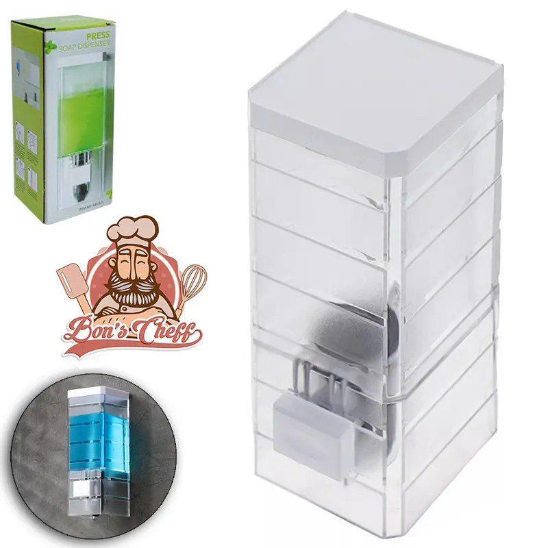 DISPENSER DE PAREDE PARA SABONETE LIQUIDO / ALCOOL GEL E DETERGENTE AUTOADESIVO 250ML
