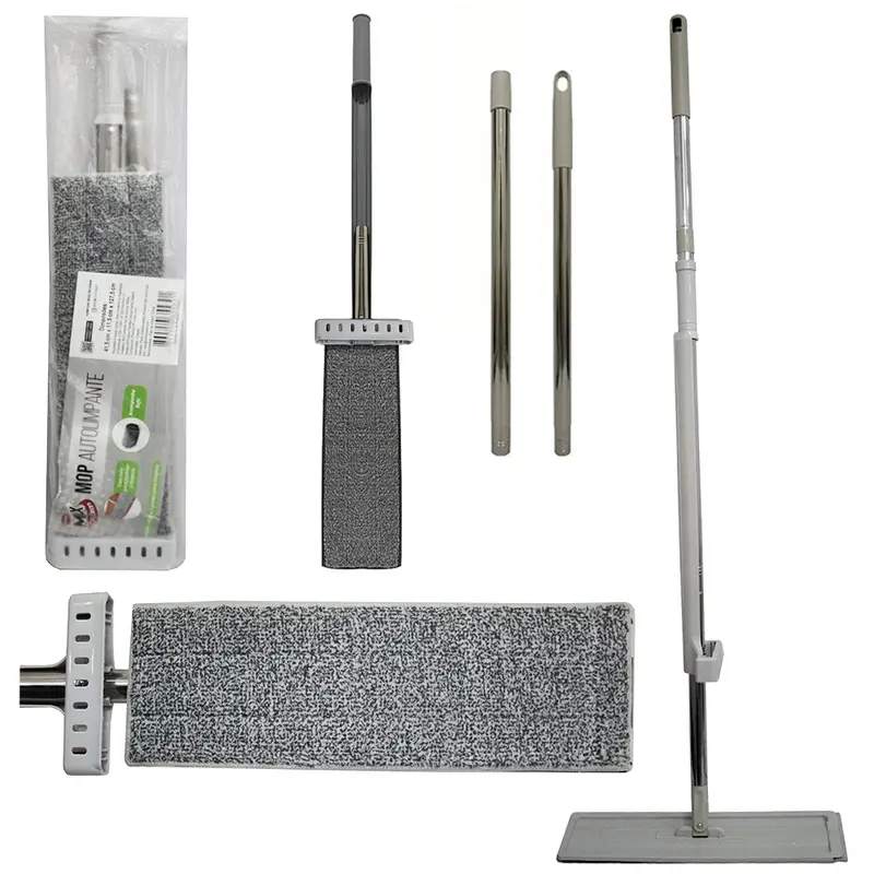 ESFREGAO MOP AUTOLIMPANTE FLAT 360º 1 REFIL + CABO DE INOX MAX CLEAN 127,5CM