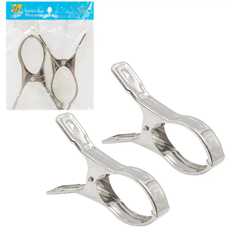 PRENDEDOR DE ROUPA / EDREDOM DE INOX COM 2 PECAS 14X2CM