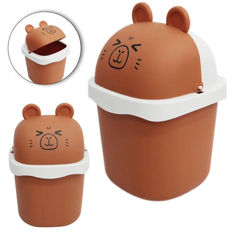 LIXEIRA DE MESA DE PLASTICO QUADRADA COM TAMPA CAPIVARA 1,5L 22X14,5CM