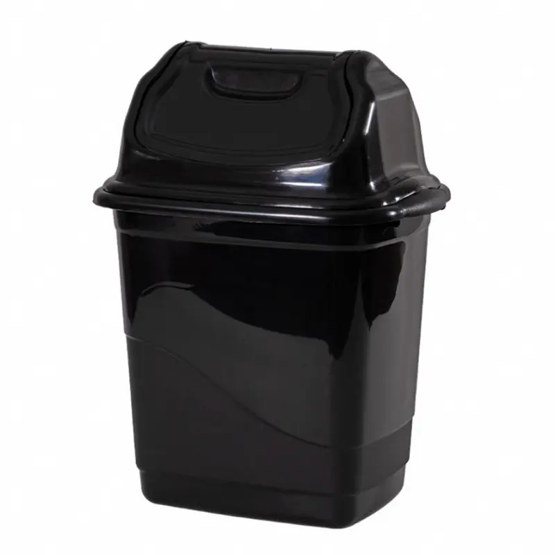 LIXEIRA DE PLASTICO RETANGULAR COM TAMPA BASCULANTE PRETA 10L 38X29,5X21,5CM
