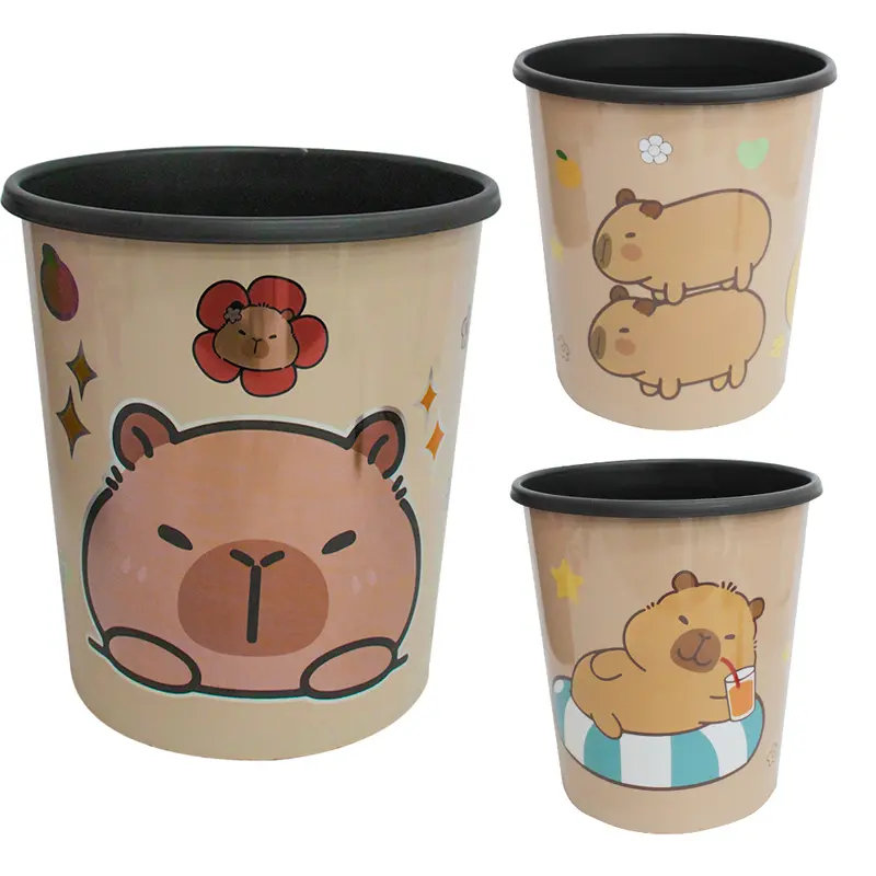 LIXEIRA DE PLASTICO REDONDA LABEL CAPIVARA 26,5X23,5CM DE Ø