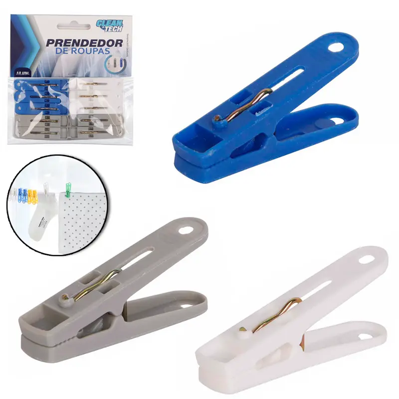 PRENDEDOR DE ROUPA DE PLASTICO CLEAN TECH COM 10 PECAS 5,4X1,1CM