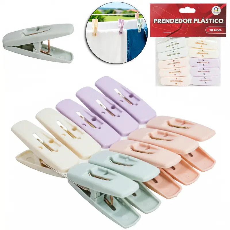 PRENDEDOR DE ROUPA DE PLASTICO COLORS COM 10 PECAS 6,5X1,8CM