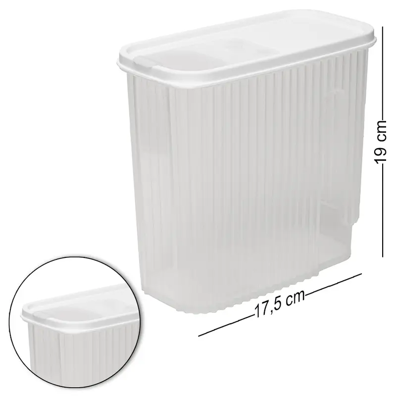 POTE DE PLASTICO RETANGULAR COM TAMPA IVORY BRANCA 1,7L 19X17,5X9,5CM