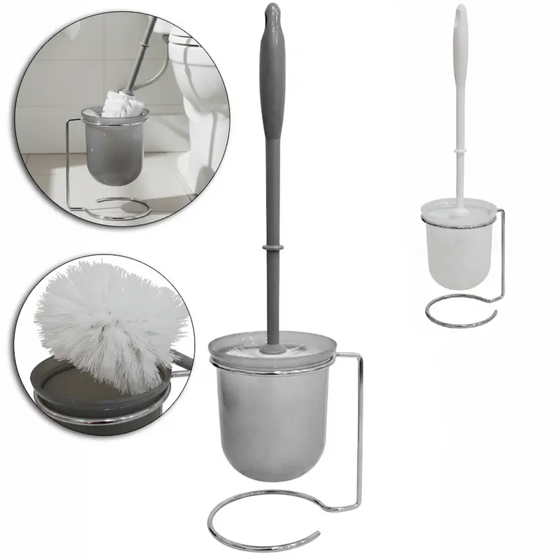 ESCOVA SANITARIA DE PLASTICO COM SUPORTE DE METAL 37CM