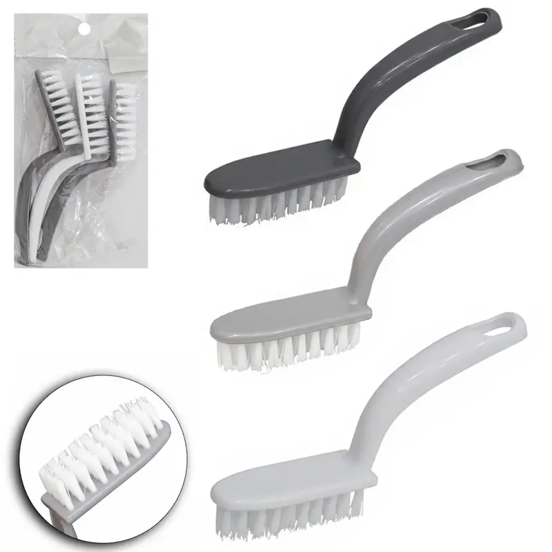 ESCOVA MULTIUSO RETANGULAR CABO PLASTICO 15X2CM COM 3 PECAS