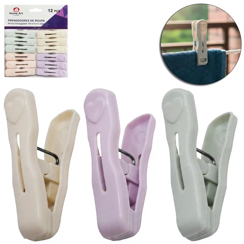 PRENDEDOR DE ROUPA DE PLASTICO COLORS COM 12 PECAS 6X1,5CM