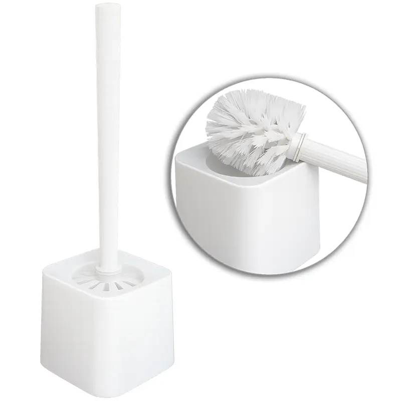 ESCOVA SANITARIA COM SUPORTE DE PLASTICO QUADRADO BRANCO 39X12CM