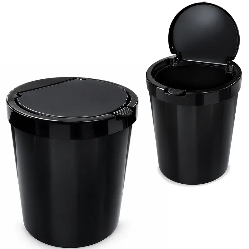 LIXEIRA DE PLASTICO REDONDA PRETA COM TAMPA CLICK 10L