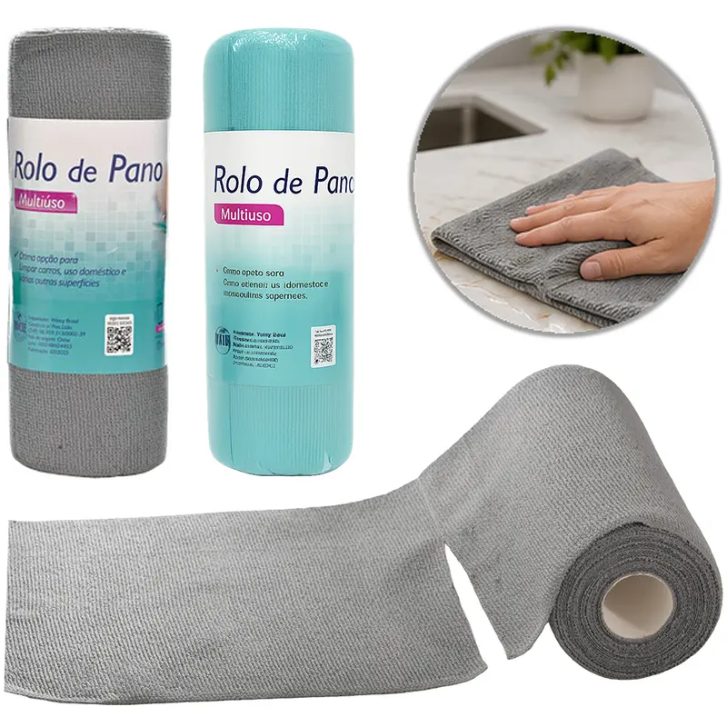PANO DE LIMPEZA DE POLIESTER REUTILIZAVEL ROLO MULTIUSO STAR LIMP COM 20 PECAS 25X25CM
