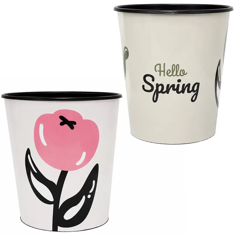 LIXEIRA DE PLASTICO REDONDA LABEL HELLO SPRING 26X24,5CM DE Ø