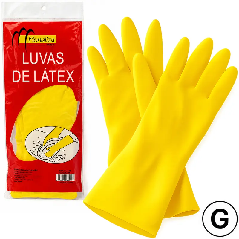 LUVA DE LATEX AMARELA MULTIUSO GRANDE