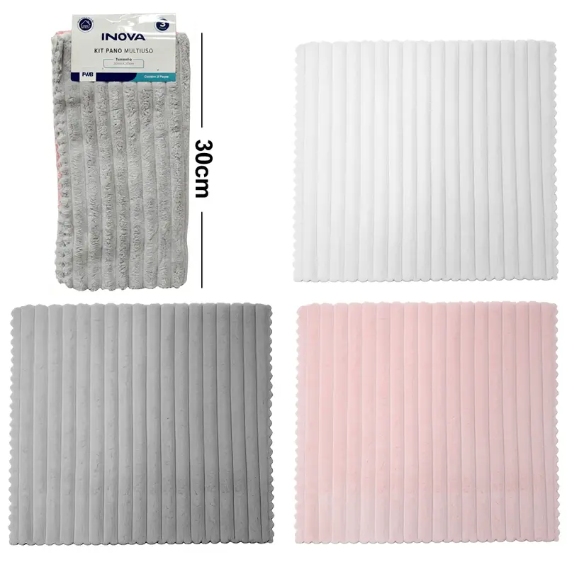 PANO DE LIMPEZA DE POLIESTER MULTIUSO INOVA COM 3 PECAS 30X30CM