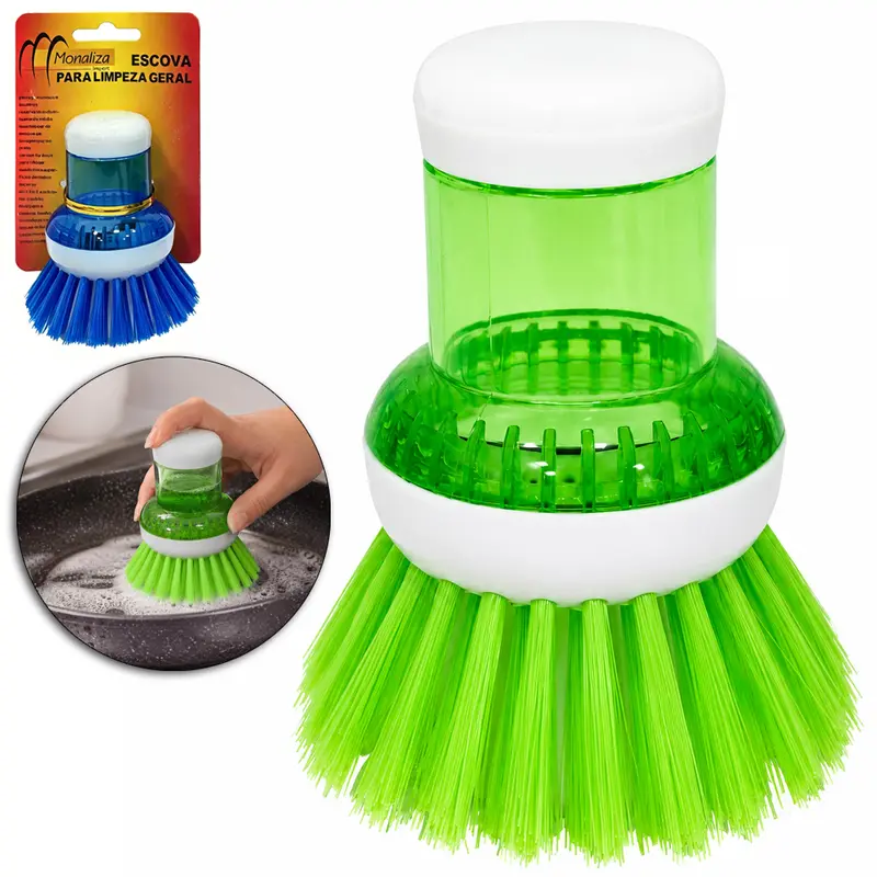 ESCOVA COM DISPENSER PARA DETERGENTE 9X6,5CM DE Ø