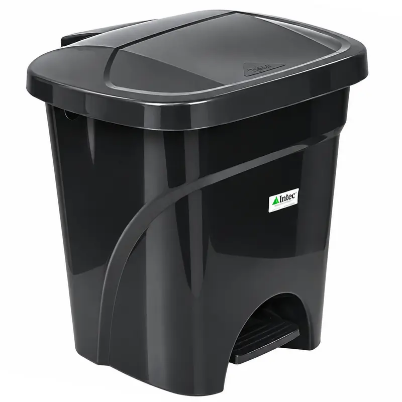 LIXEIRA COM PEDAL DE PLASTICO QUADRADA COM TAMPA PRETA 21L 41X35X33CM