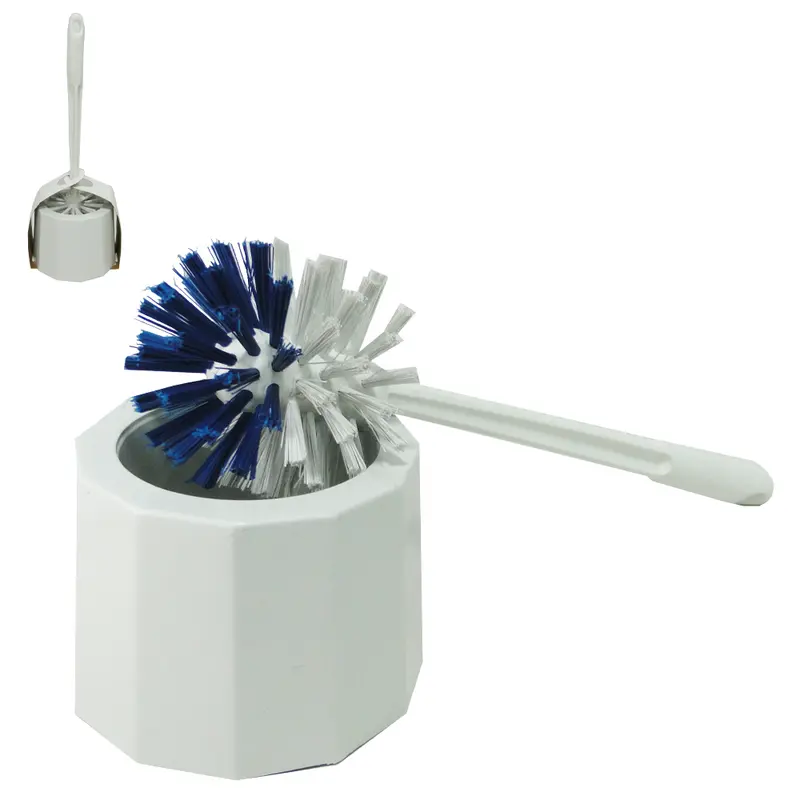 ESCOVA SANITARIA COM SUPORTE DE PLASTICO REDONDO BRANCO 33,5X13CM DE Ø
