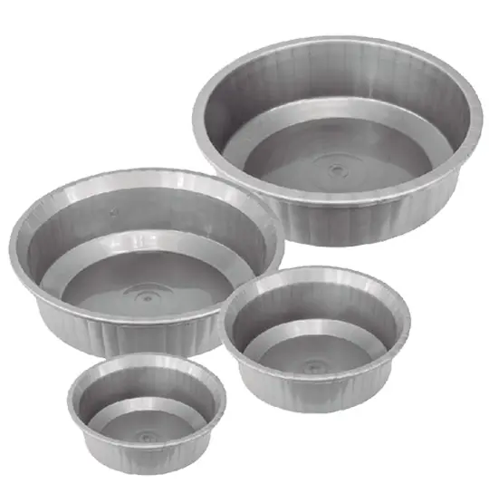 BACIA DE PLASTICO REDONDA CANELADA CINZA COM 4 PECAS