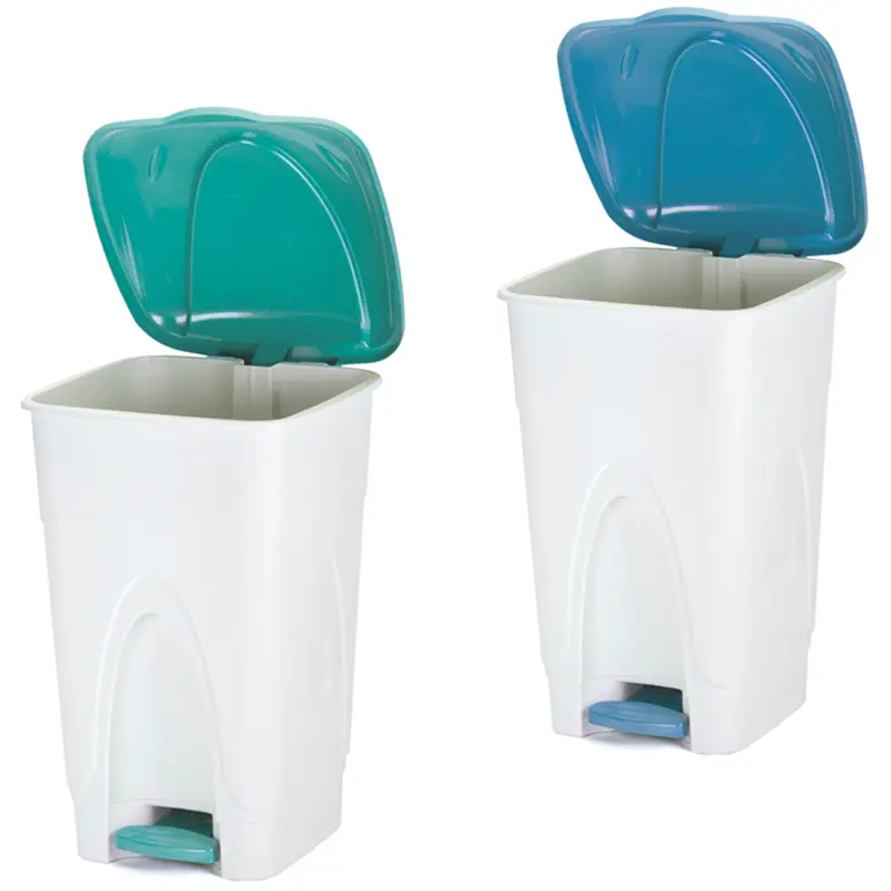 LIXEIRA COM PEDAL DE PLASTICO QUADRADA COM TAMPA COLORS 65L