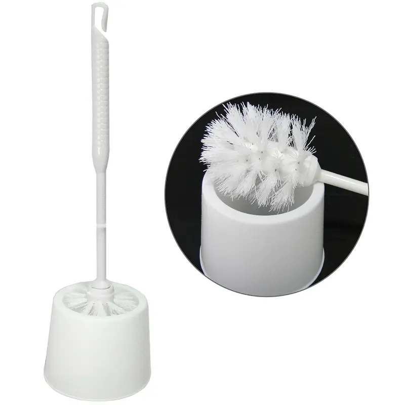 ESCOVA SANITARIA COM SUPORTE DE PLASTICO REDONDO BRANCO 32CM