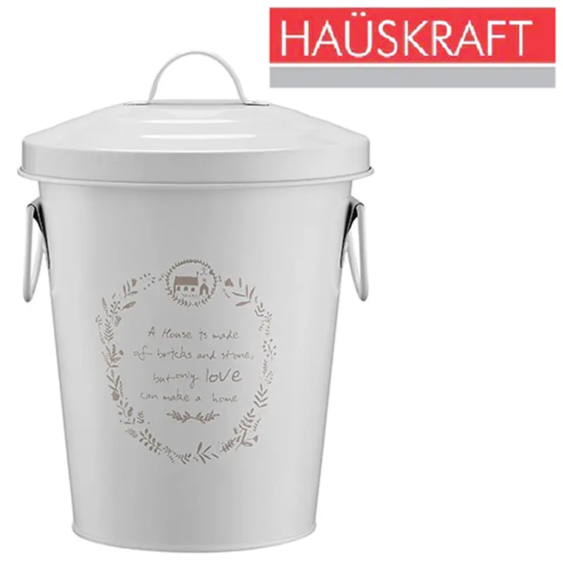 LIXEIRA DE METAL REDONDA COM TAMPA + ALCA CLASSIC HAUSKRAFT 3,4L 25X18CM DE Ø