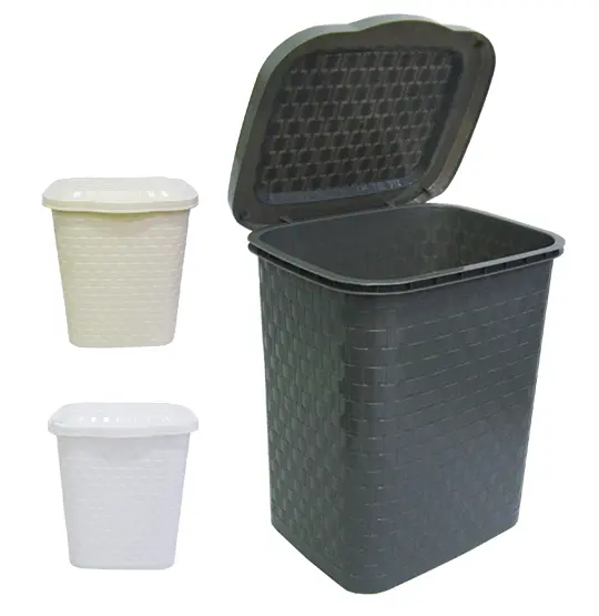 LIXEIRA DE PIA DE PLASTICO RETANGULAR RATTAN COM TAMPA COLORS 4L