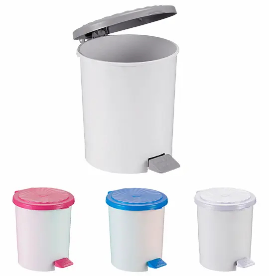LIXEIRA COM PEDAL DE PLASTICO REDONDA COM TAMPA COLORS 7L