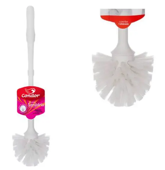 ESCOVA SANITARIA SEM SUPORTE DE PLASTICO LAVA E ESFREGA BRANCO 34CM