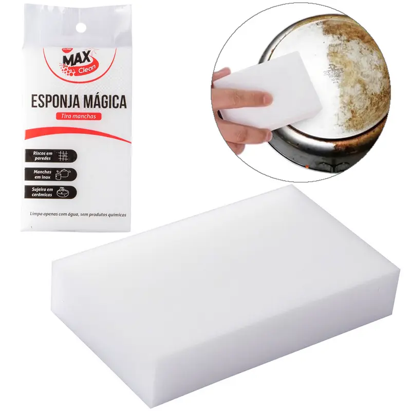 ESPONJA / BUCHA MAGICA DE ESPUMA PARA MANCHAS DIFICEIS MAX CLEAN 10X6X2CM