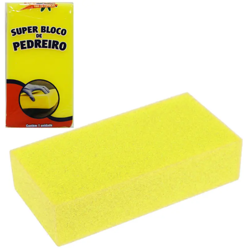 BLOCO DE ESPUMA / ESPONJA PARA PEDREIRO AMARELO 210X110X60MM