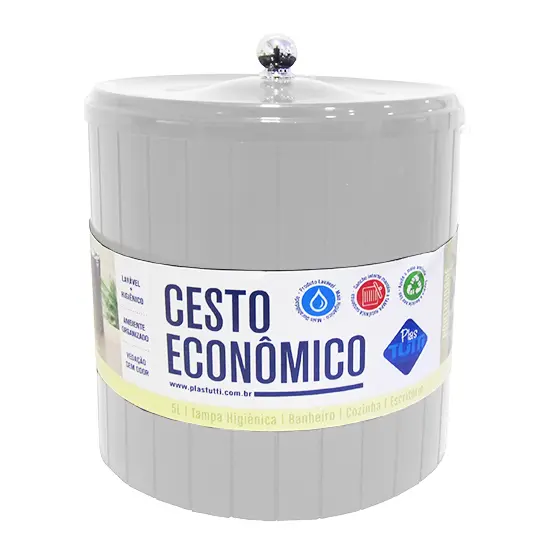 LIXEIRA DE PLASTICO REDONDA BRANCA 5L