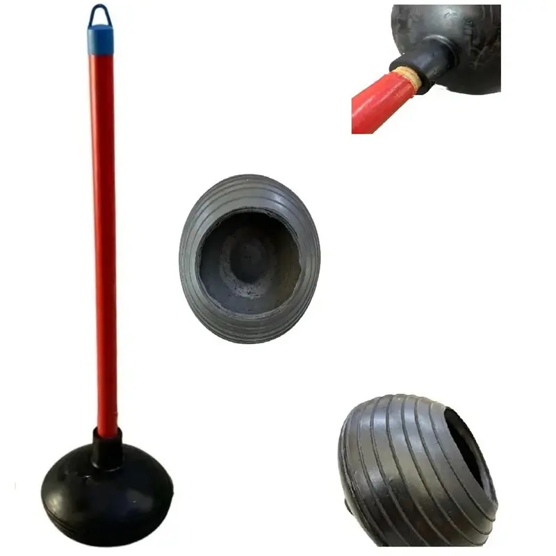 DESENTUPIDOR SANITARIO DE BORRACHA WC CABO MADEIRA 69X15CM DE Ø