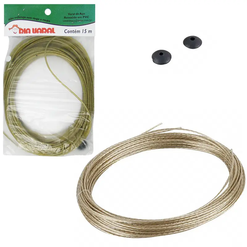 CORDA DE ACO REVESTIDO COM PVC SLIM PARA VARAL 15M