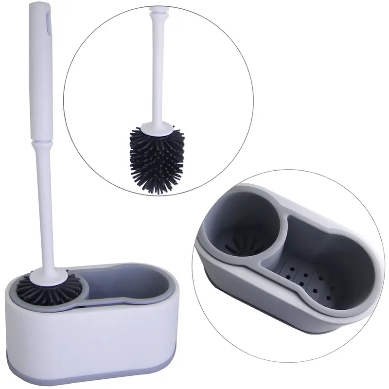 ESCOVA SANITARIA COM SUPORTE DE PLASTICO OVAL DE PAREDE AUTOADESIVO 40X21,5X10,8CM