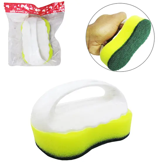 ESPONJA / BUCHA ABRASIVA PARA LIMPEZA MULTIUSO CABO PLASTICO 12X7,5X6,5CM