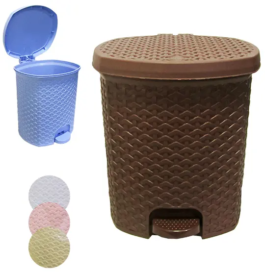 LIXEIRA COM PEDAL DE PLASTICO OVAL RATTAN COLORS 15L