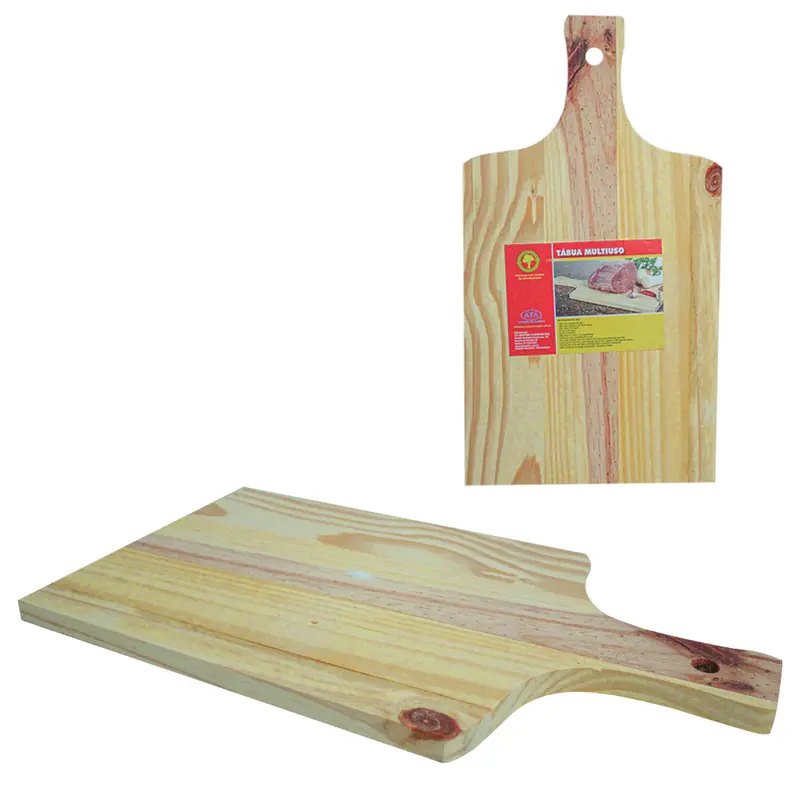 TABUA DE CORTE DE MADEIRA MULTIUSO TRADICIONAL COM PEGADOR Nº6 44X24CM