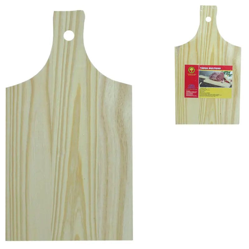 TABUA DE CORTE DE MADEIRA MULTIUSO TRADICIONAL COM PEGADOR Nº4 37X20CM