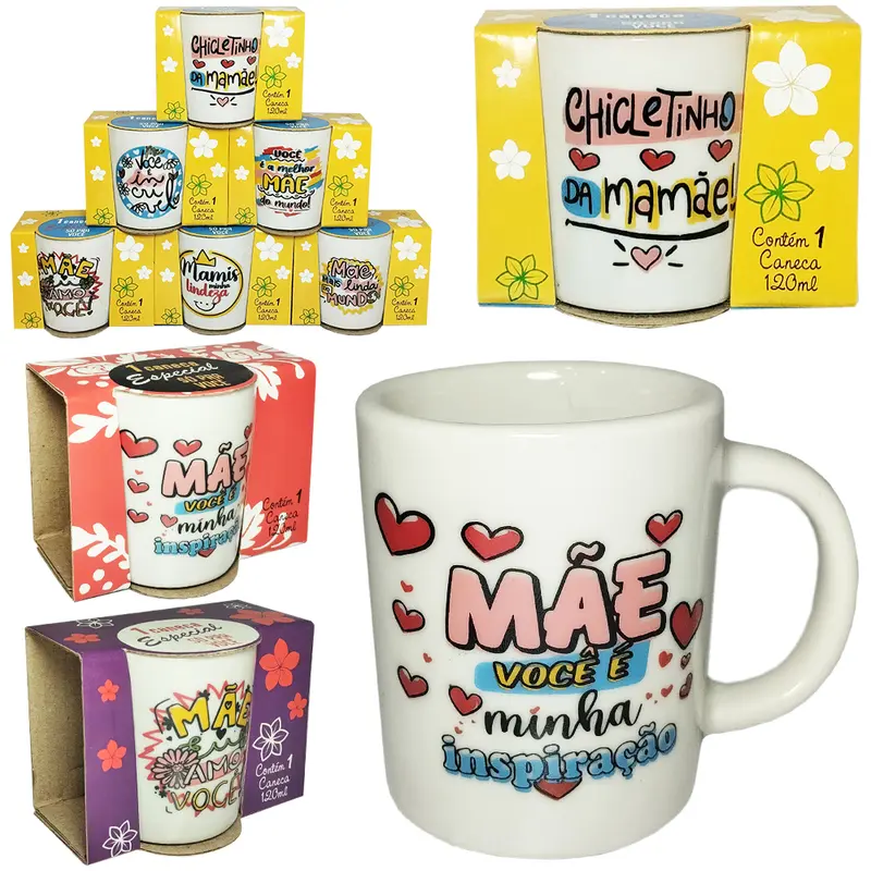 CANECA DE PORCELANA TEMATICA DIA DAS MAES 120ML