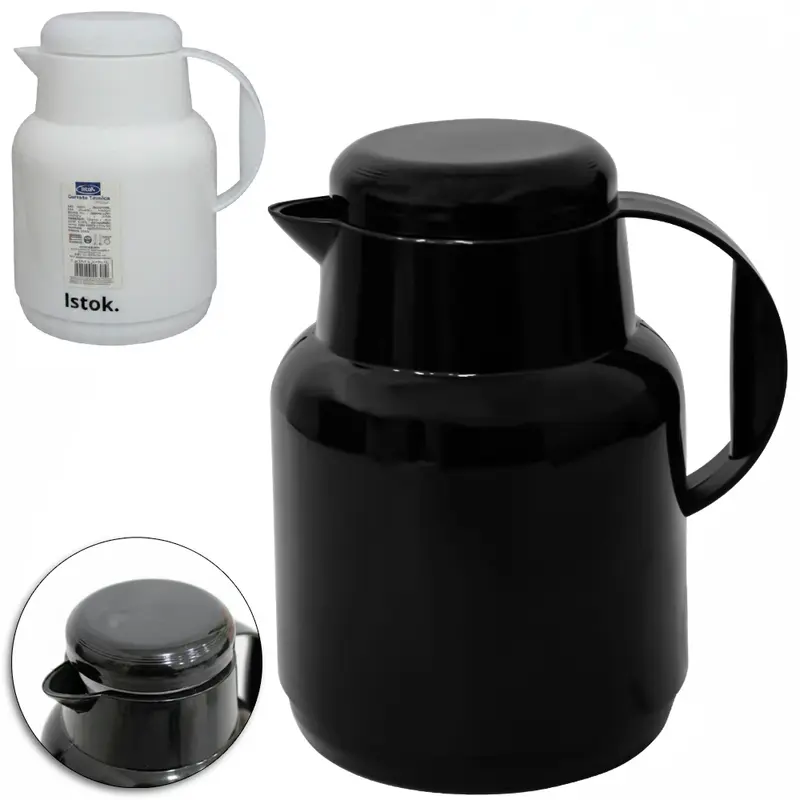 GARRAFA TERMICA COM AMPOLA DE VIDRO MADRID PRETA / BRANCA 300ML