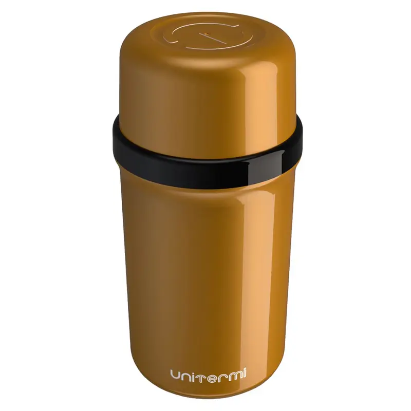 GARRAFA TERMICA COM AMPOLA DE VIDRO FANO DOURADA METALIZADO 250ML