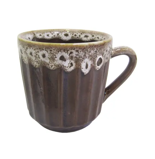 CANECA DE PORCELANA CANELADA BORDA 150ML