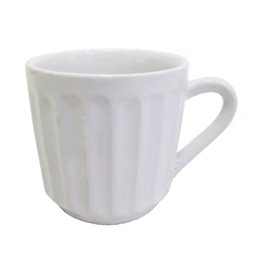 CANECA DE PORCELANA CANELADA BRANCO 150ML