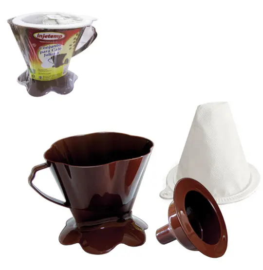 PORTA FILTRO / COADOR DE CAFE DE PLASTICO COM COADOR SINTETICO E ADAPTADOR JULIANA
