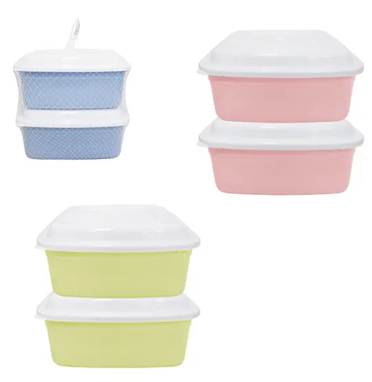 CONJUNTO DE POTE DE PLASTICO QUADRADO COLORS COM TAMPA BRANCA 2 PECAS 1500ML